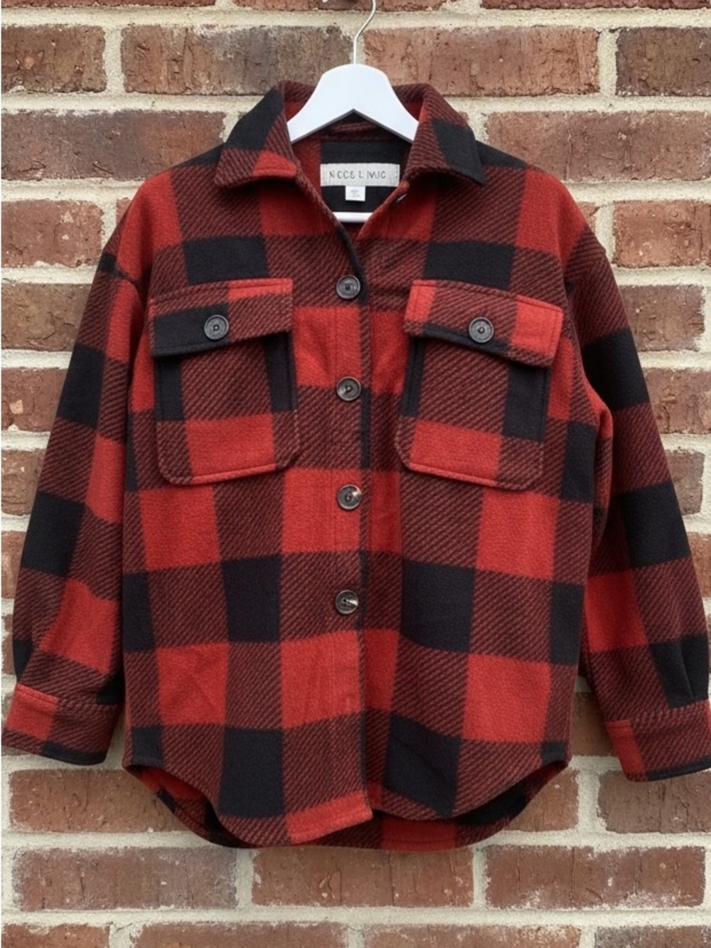 Wild Skye Red & Black Buffalo Plaid Shacket Size XS